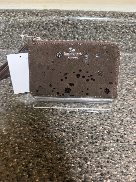 kate spade Handbags - kate spade Brown Suede Zip Wrislet with Metallic Dot Accents